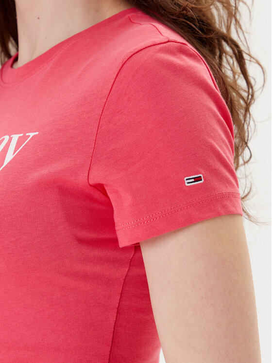 Tommy Jeans Tommy Jeans T-Shirt Essential DW0DW19447 Rosa Slim Fit