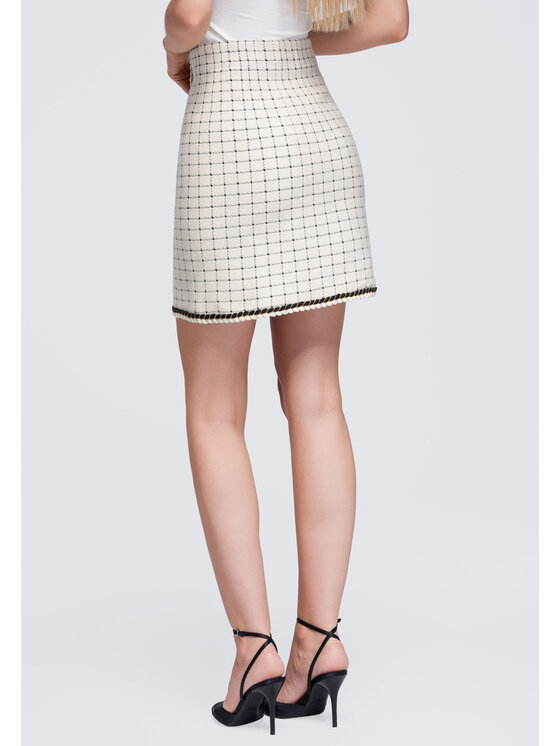 Ombre Ombre Spódnica mini OW-GL-E0022 Beżowy Slim Fit