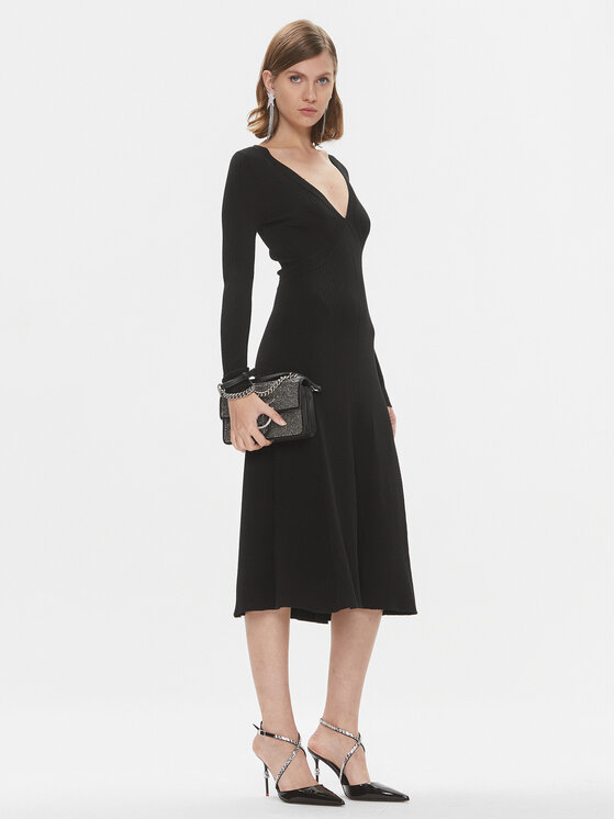 PINKO Pinko Sukienka dzianinowa Coccodrillo 102023 A18P Czarny Regular Fit