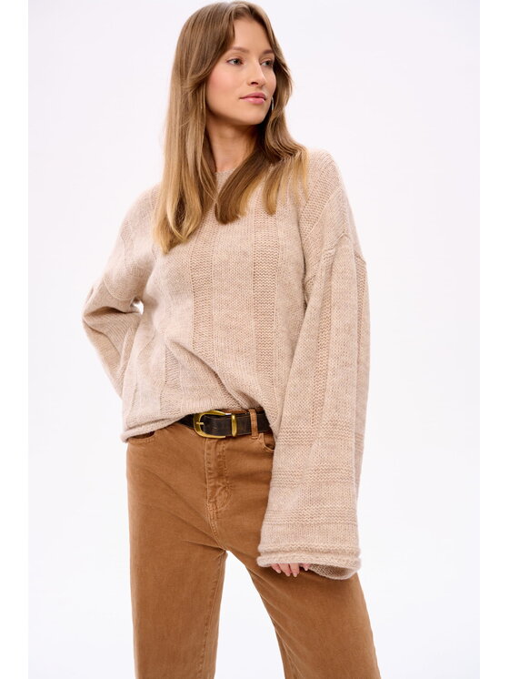 blue shadow blue shadow Sweter Levi Beżowy Regular Fit