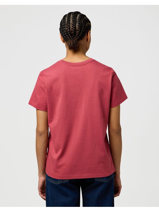 Wrangler Wrangler T-Shirt SIGN OFF TEE Różowy Slim Fit