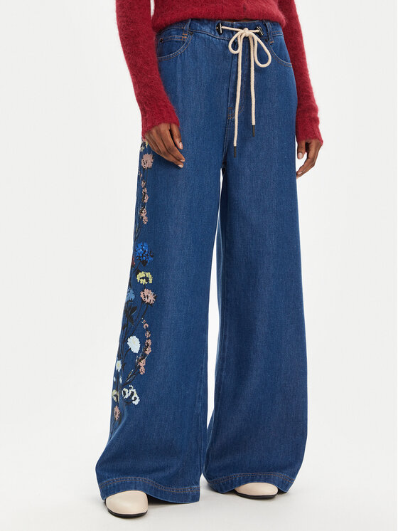 Munthe Munthe Blugi Obey 252141025203 Albastru Wide Leg