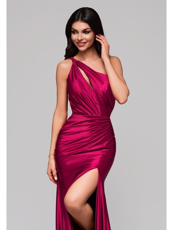 Ombre Ombre Sukienka wieczorowa LA-OM-DLR143 Bordowy Regular Fit