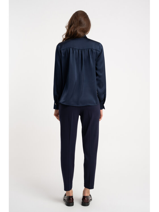 CLICK CLICK Bavlnené nohavice 30-454 Tmavomodrá Slim Fit