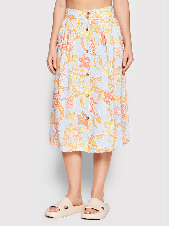Roxy Fustă midi Night Time ERJWK03121 Colorat Regular Fit