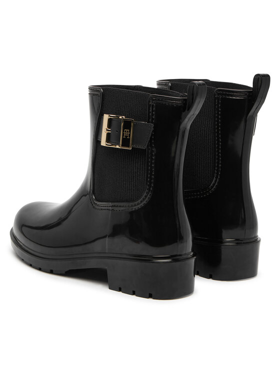 Tommy Hilfiger Tommy Hilfiger Gummistiefel Th Buckle Glossy Ankle Rain Boot FW0FW09543 Schwarz