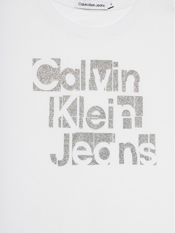 Calvin Klein Jeans Calvin Klein Jeans Majica Metallic IG0IG02340 Bela Regular Fit