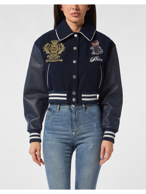 PHILIPP PLEIN PHILIPP PLEIN Kurtka skórzana 27273 Granatowy Slim Fit
