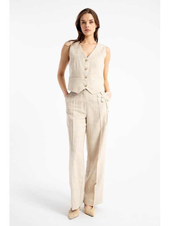 CLICK CLICK Γιλέκο 71-0097 Μπεζ Fitted Fit