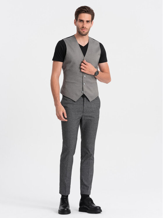 Ombre Ombre Kamizelka OM-BLZV-0111 Szary Fitting Fit