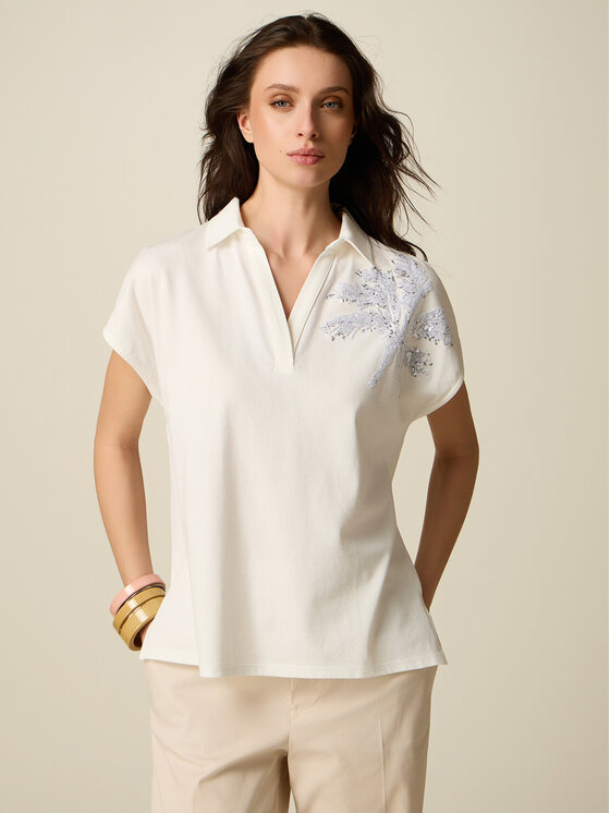 Oltre Oltre T-shirt G051J004582N011 Bianco Regular Fit