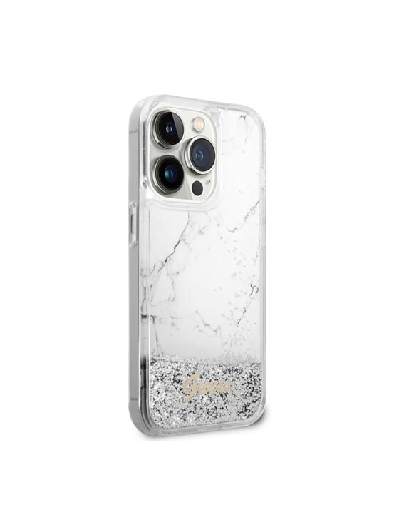Guess Guess Etui na telefon Liquid Glitter Marble Biały