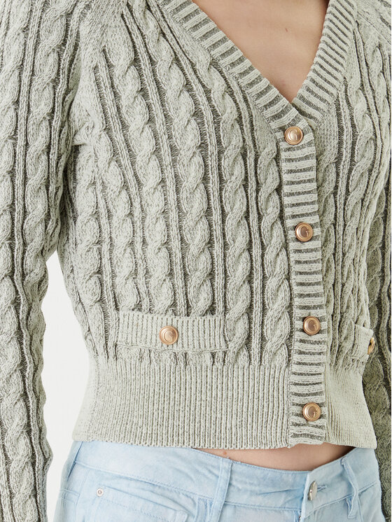 Guess Guess Kardigan W5YR15 Z3OU0 Zielony Regular Fit