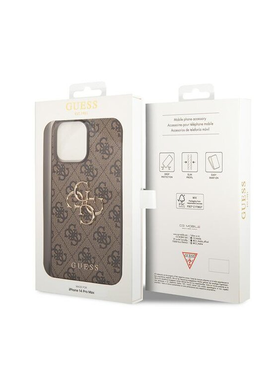 Guess Guess Etui na telefon iPhone 15 Pro Brązowy