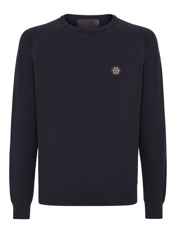 PHILIPP PLEIN PHILIPP PLEIN Sweter 10417 Granatowy Regular Fit