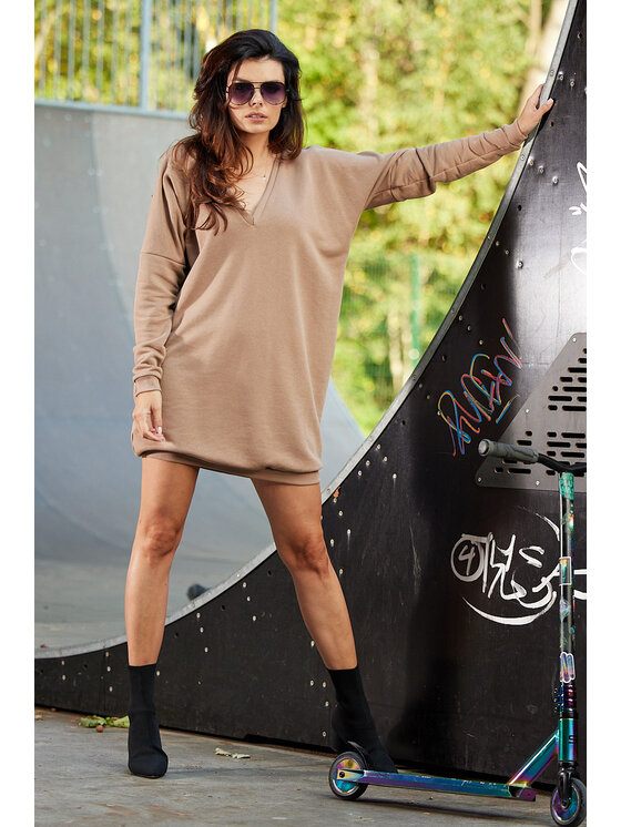 Infinite You Infinite You Úpletové šaty M272 Béžová Basic Fit