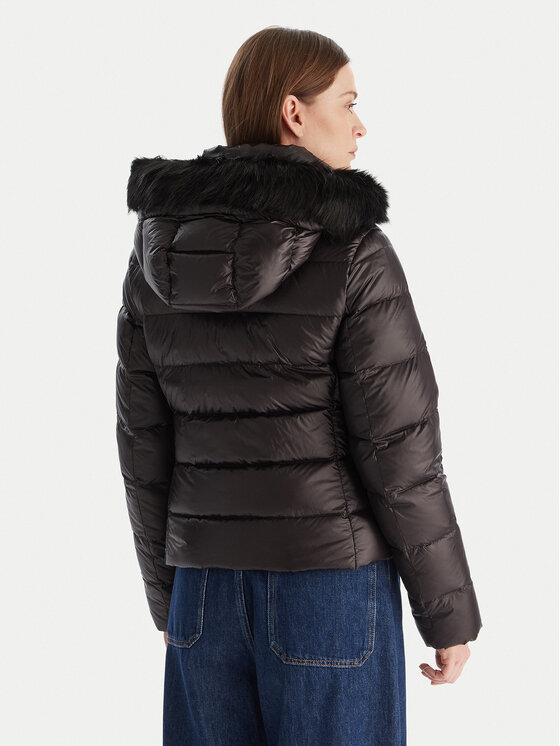 Tommy Hilfiger Tommy Hilfiger Пухено яке WW0WW47354 Черен Slim Fit