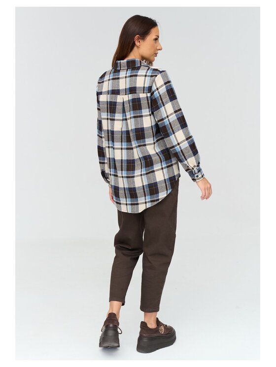 Makadamia Makadamia Koszula C75 Niebieski Loose Fit