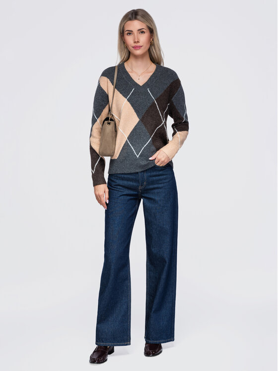 Ombre Ombre Sweter OW-SW-E0038 Szary Regular Fit