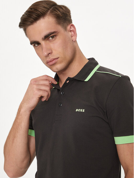 BOSS Boss Тениска с яка и копчета Paddy 1 50512995 Сив Regular Fit
