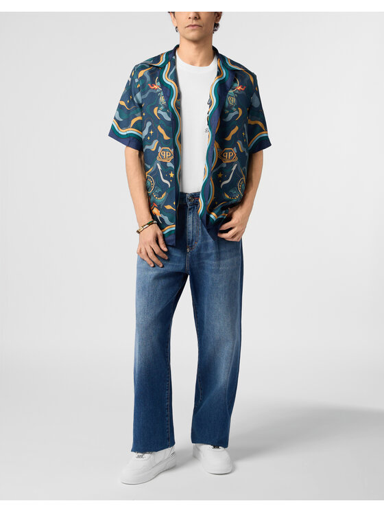 PHILIPP PLEIN PHILIPP PLEIN Džínsy 30582 Modrá Loose Fit