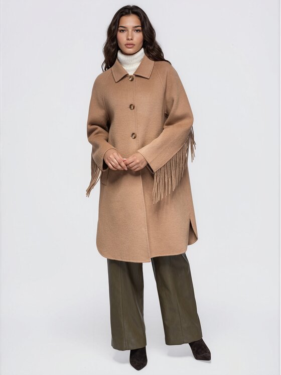 Ombre Ombre Płaszcz przejściowy OW-CT-E0033 Brązowy Relaxed Fit