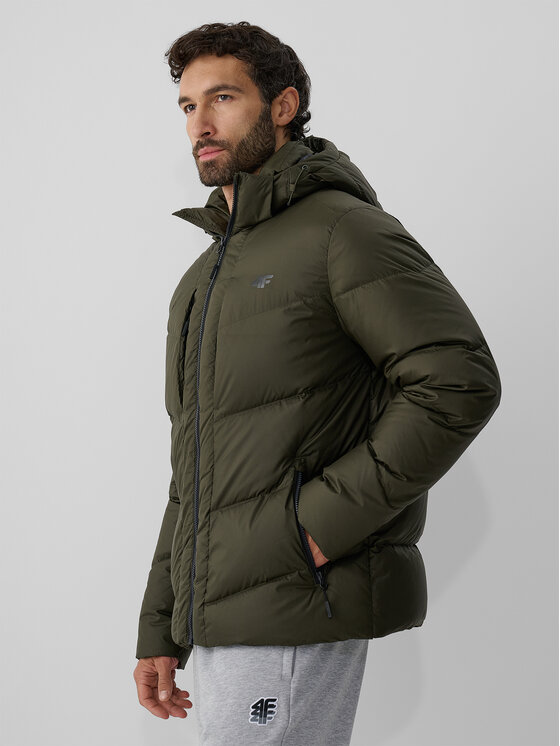 4F 4F Kurtka puchowa CITY JACKETS Khaki Regular Fit