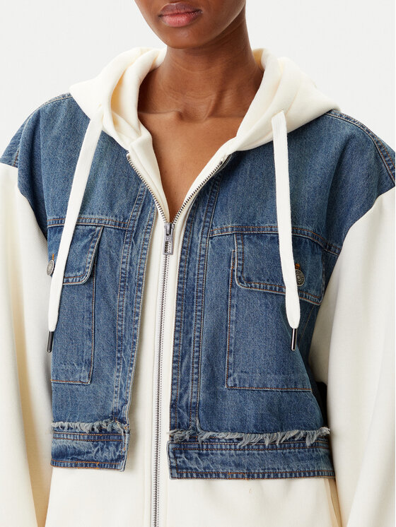 Desigual Desigual Džemperis ar kapuci Trucker 25WWSK06 Écru Loose Fit