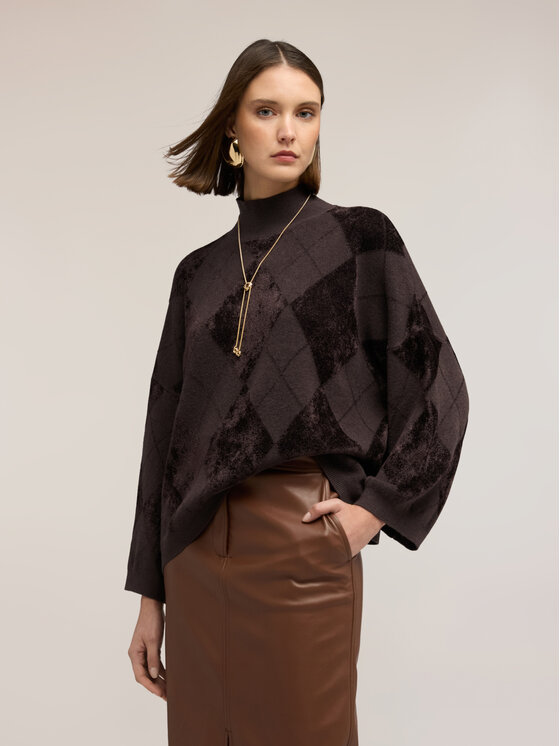 Motivi Motivi Sweter M295E002266N022 Brązowy Regular Fit
