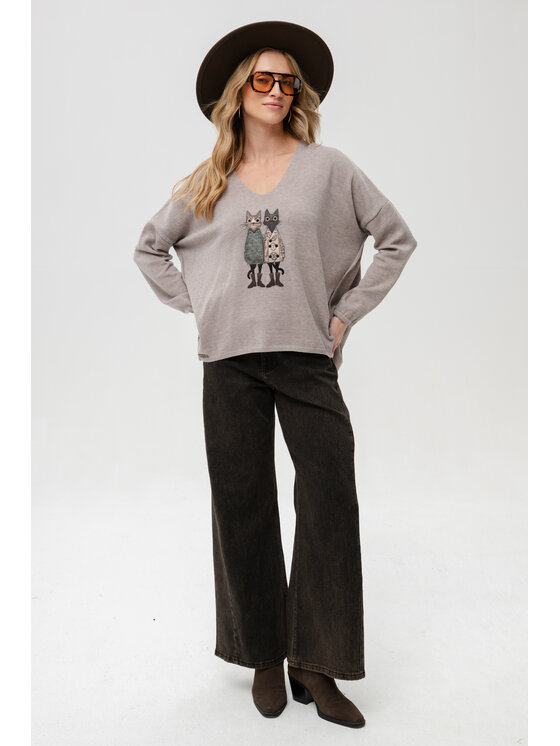 blue shadow blue shadow Sweter Kety Beżowy Regular Fit