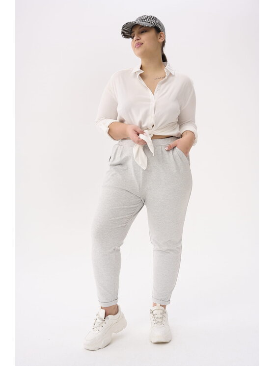 blue shadow blue shadow Spodnie damskie Polo Plus Size Szary Standard Fit