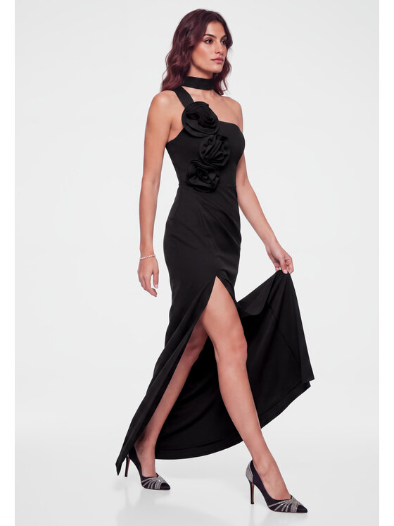 Ombre Ombre Večerní šaty LA-OM-DLR453 Černá Slim Fit