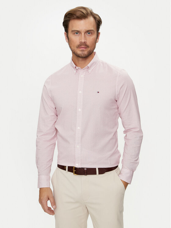 Tommy Hilfiger Košeľa Micro Foulard MW0MW35813 Ružová Slim Fit