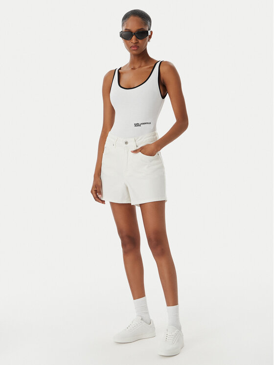 Karl Lagerfeld Jeans Karl Lagerfeld Jeans Боді A2W17021 Білий Slim Fit