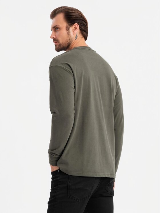 Ombre Ombre Longsleeve OM-LSBC-0129 Zielony Loose Fit