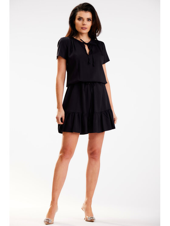 Awama Awama Sukienka letnia A575 Czarny Basic Fit