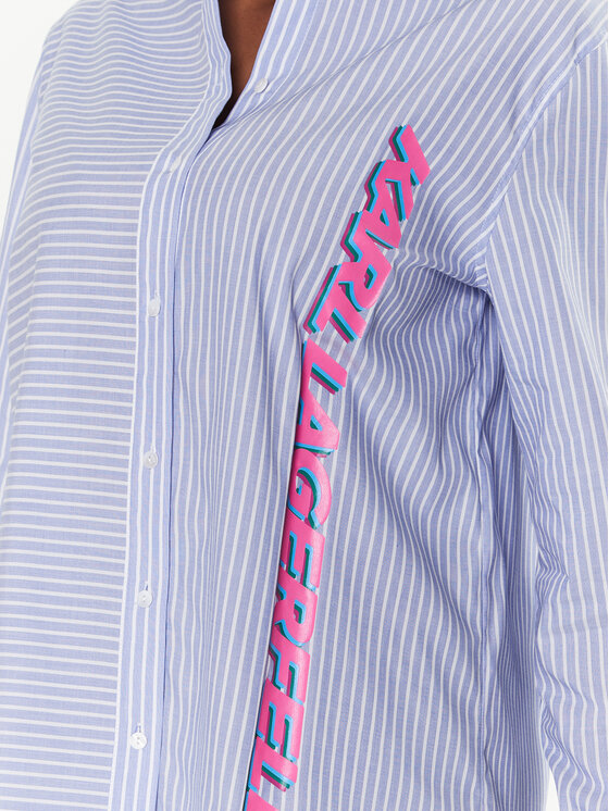 KARL LAGERFELD KARL LAGERFELD Marškiniai Logo Print 225W1607 Mėlyna Regular Fit