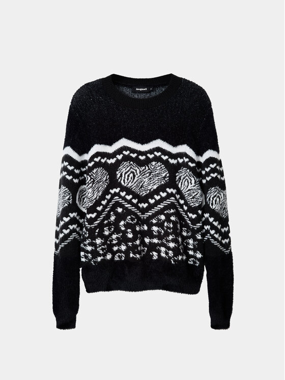 Desigual Desigual Пуловер 23WWJF56 Черен Regular Fit