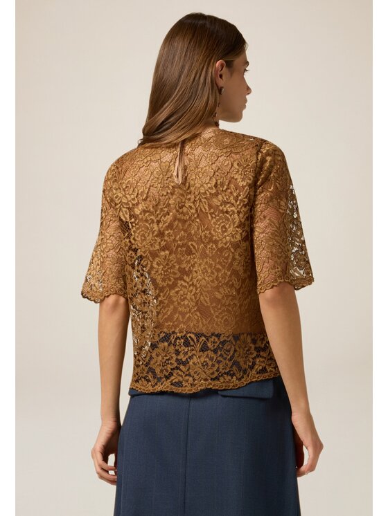 Oltre Oltre Bluzka 2096R003191N028 Brązowy Boxy Fit