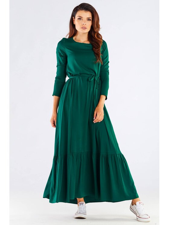 Awama Awama Letní šaty A455 Zelená Basic Fit