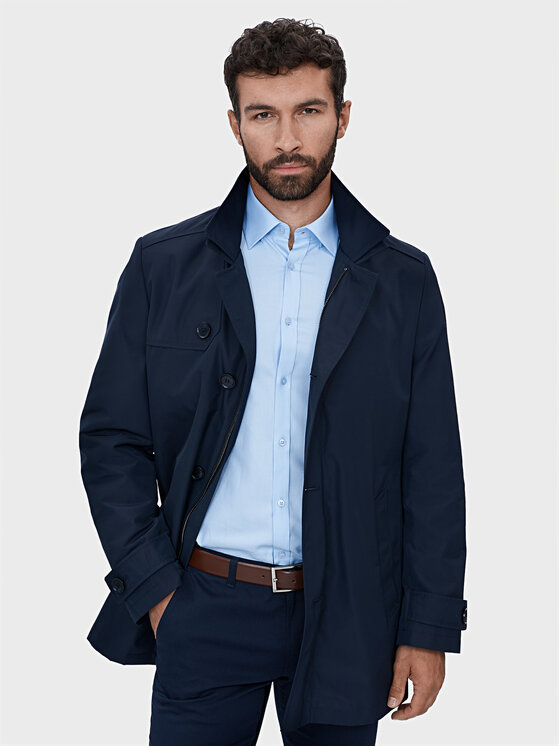 Evenemen Evenemen Płaszcz zimowy LEONE NAVY Granatowy Slim Fit