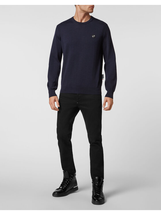 PHILIPP PLEIN PHILIPP PLEIN Longsleeve 615 Błękitny Regular Fit