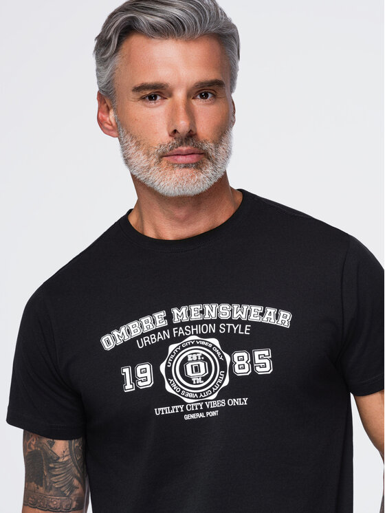 Ombre Ombre T-Shirt OM-TSPT-0297 Černá Regular Fit