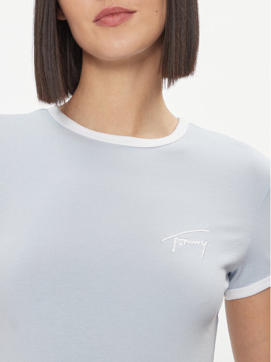 Tommy Jeans Tommy Jeans T-shirt Signature DW0DW17377 Svijetloplava Slim Fit