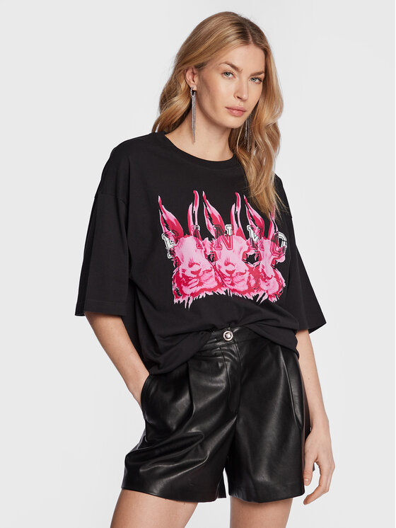 Pinko Tricou Televisivo 100992 A0TF Negru Relaxed Fit 100992 imagine noua