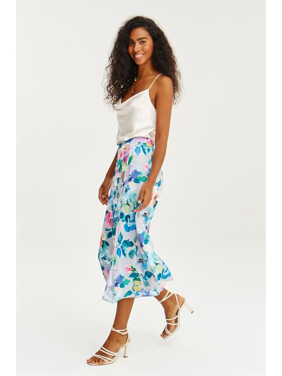 NAOKO NAOKO Midi sukně Flowers Avenue Modrá Regular Fit