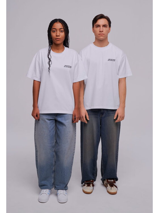 2005 2005 Tričko Basic Biela Oversize