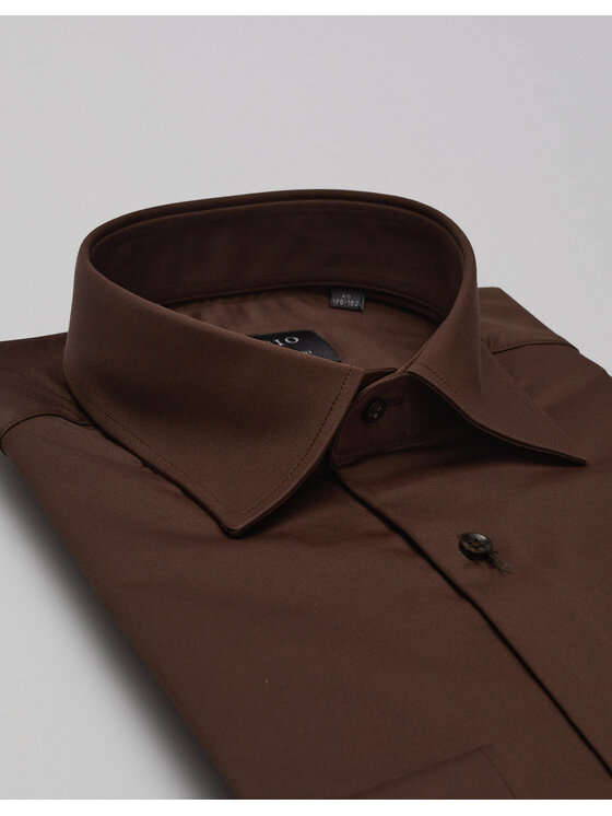 Borgio Borgio Koszula lumia Brązowy Slim Fit