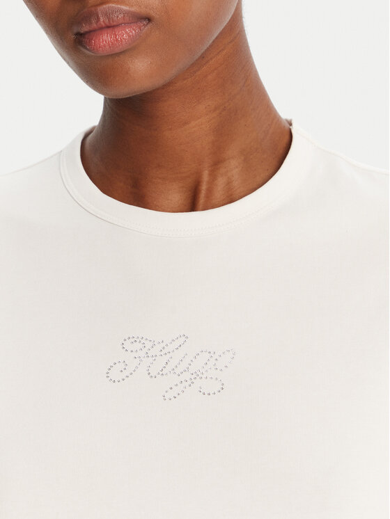 HUGO HUGO T-krekls Rhinestone 50551404 Écru Slim Fit