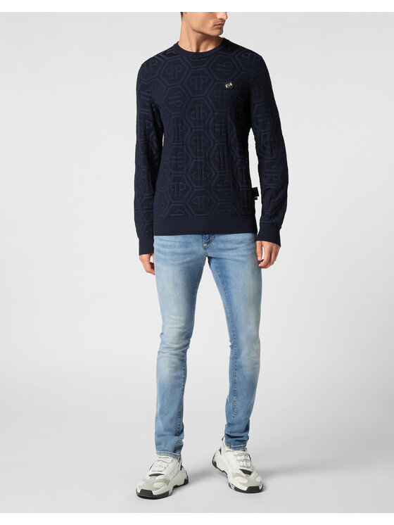 PHILIPP PLEIN PHILIPP PLEIN S dlhými rukávmi 22215 Tmavomodrá Regular Fit